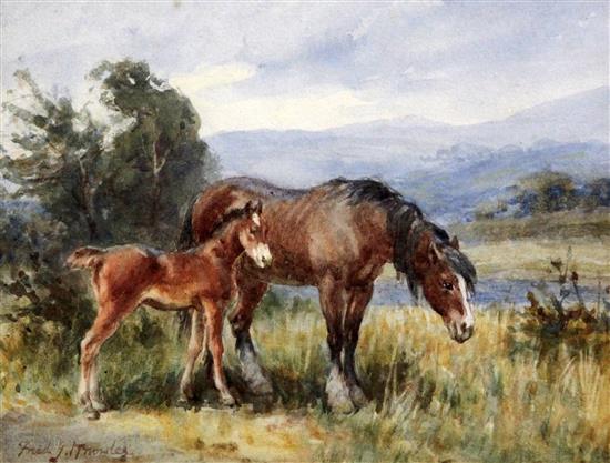 Frederick James Knowles (1831-1908) Childhoods Happy Days, and studies of horses and cattle, largest 10.5 x 14.5in.